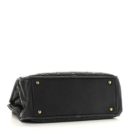 Chanel Calfskin Quilted Stitch Triptych Tote Black 4 of 14