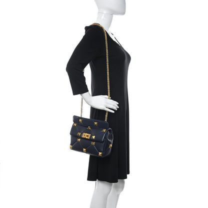 Valentino Garavani Nappa Medium Roman Stud Shoulder Bag Navy 2 of 9