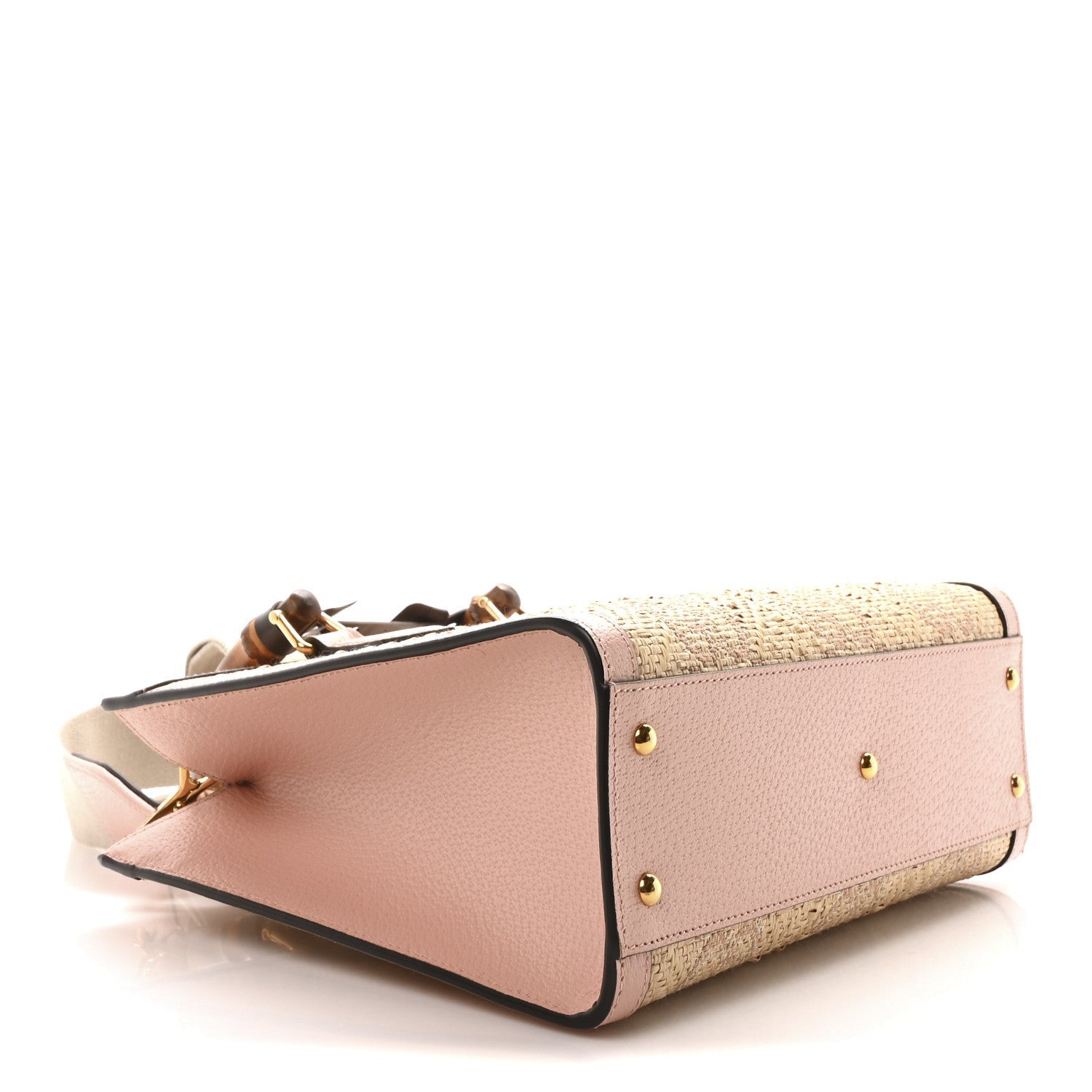 Gucci Raffia Textured Dollar Calfskin GG Monogram Small Diana Tote Bag Wild Rose Fuxia Fluo 4 of 7