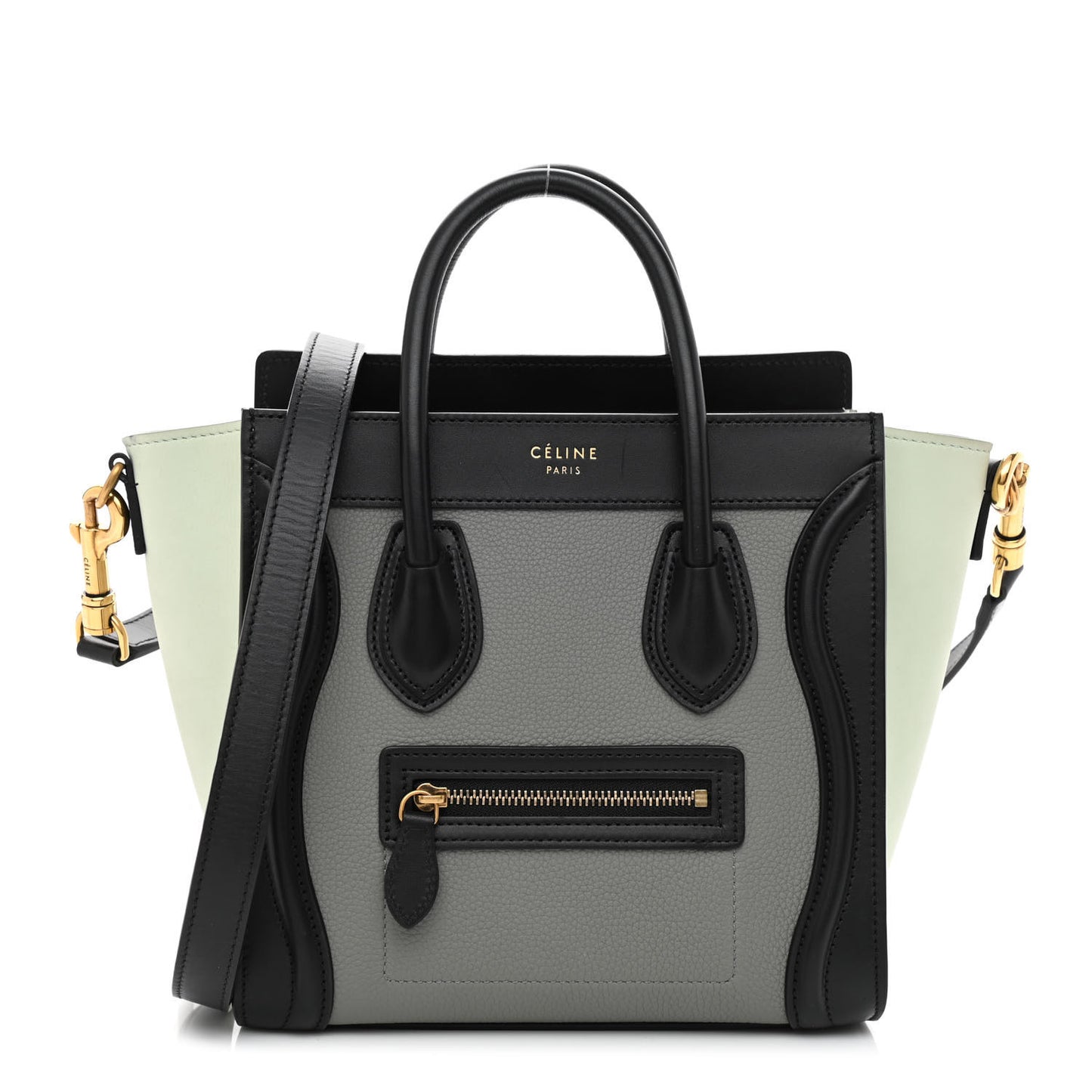 Calfskin Nano Tri-Color Luggage Zinc Almond