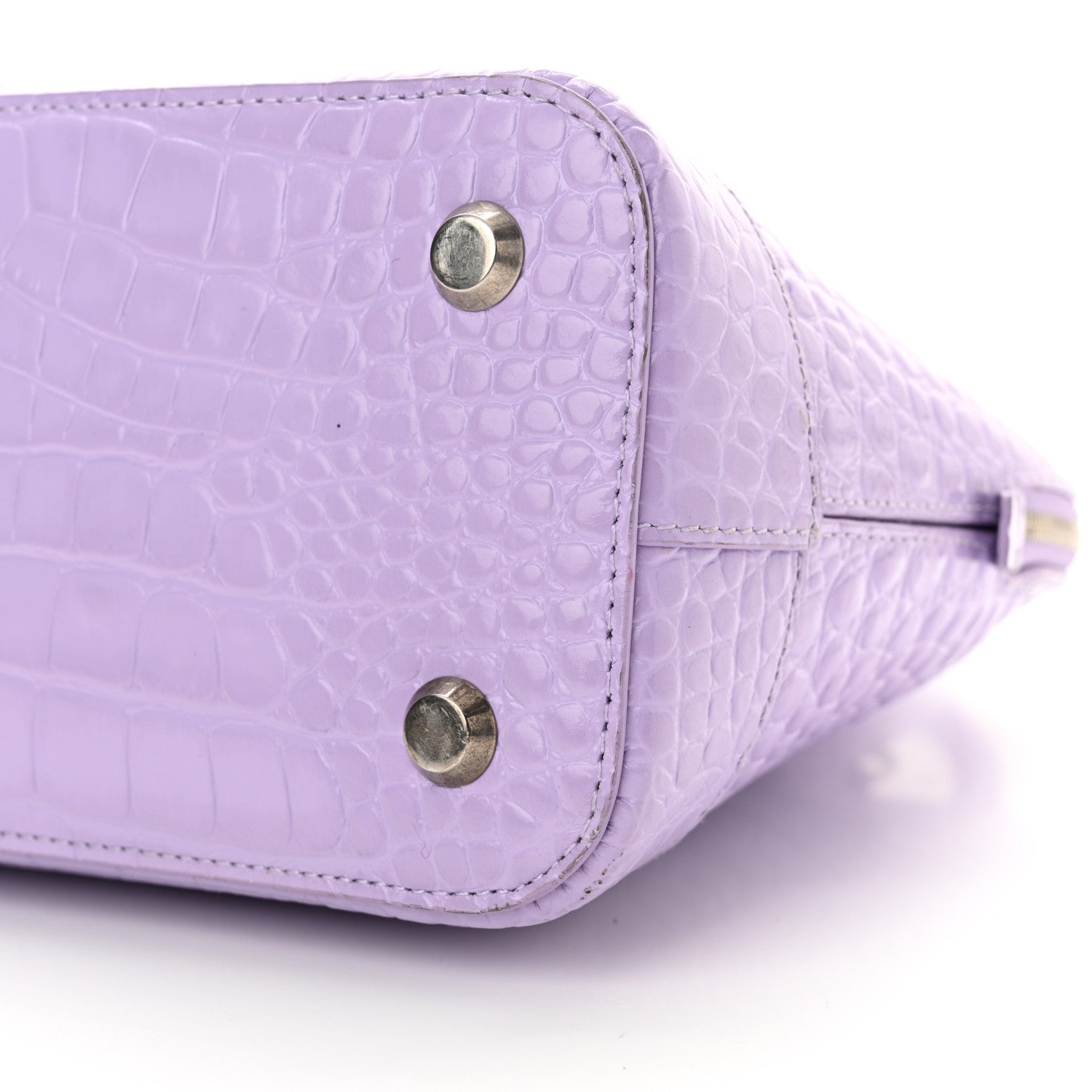 Balenciaga Shiny Calfskin Logo Crocodile Embossed S Ville Top Handle Bag Lilac White 8 of 10