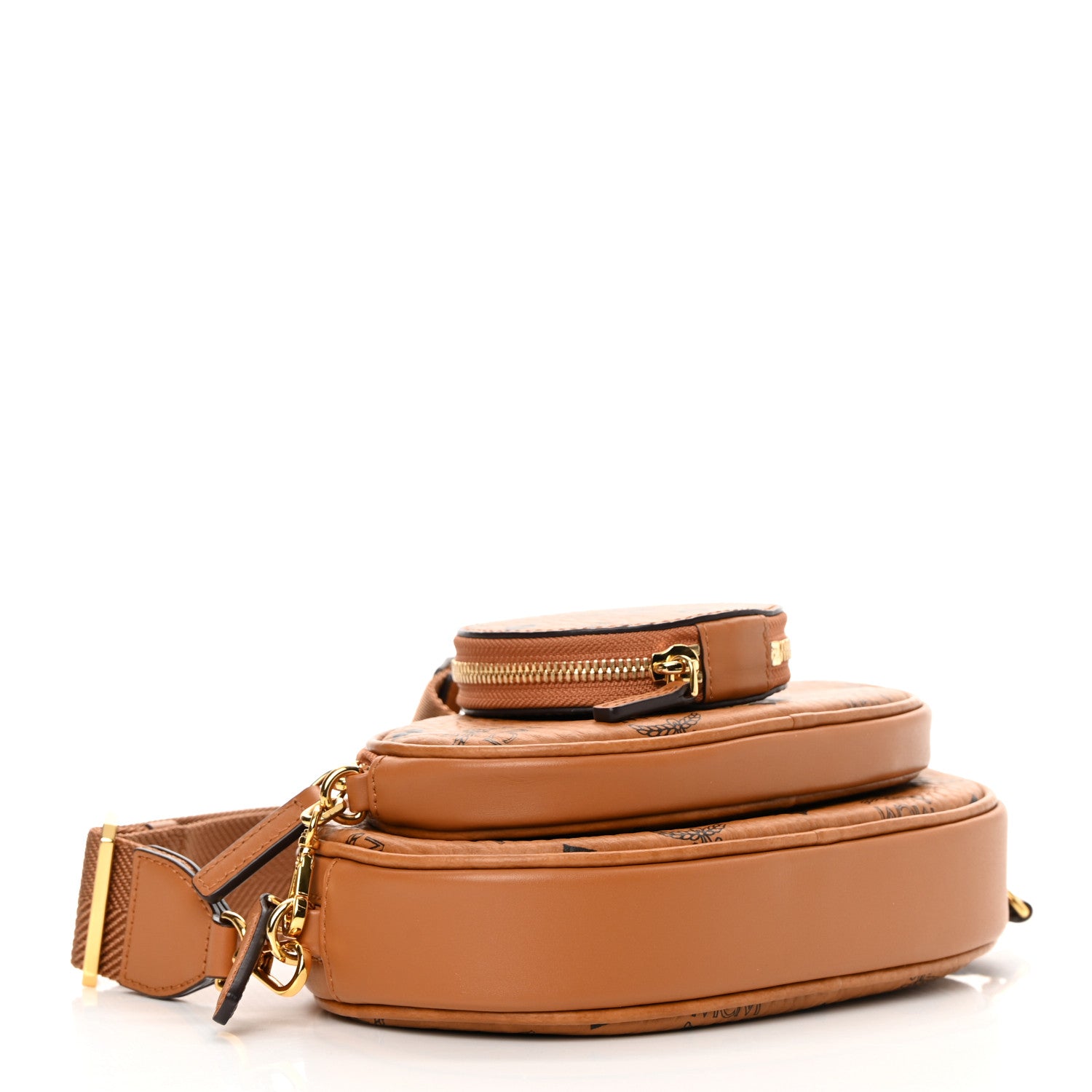 MCM Visetos Small Aren Multifunction Crossbody Pouch Cognac 4 of 12