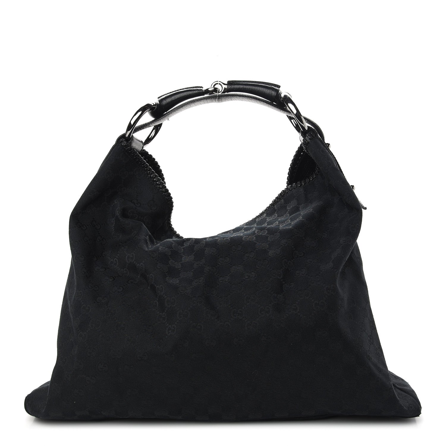 Gucci Monogram Large Horsebit Chain Hobo Black 1 of 11
