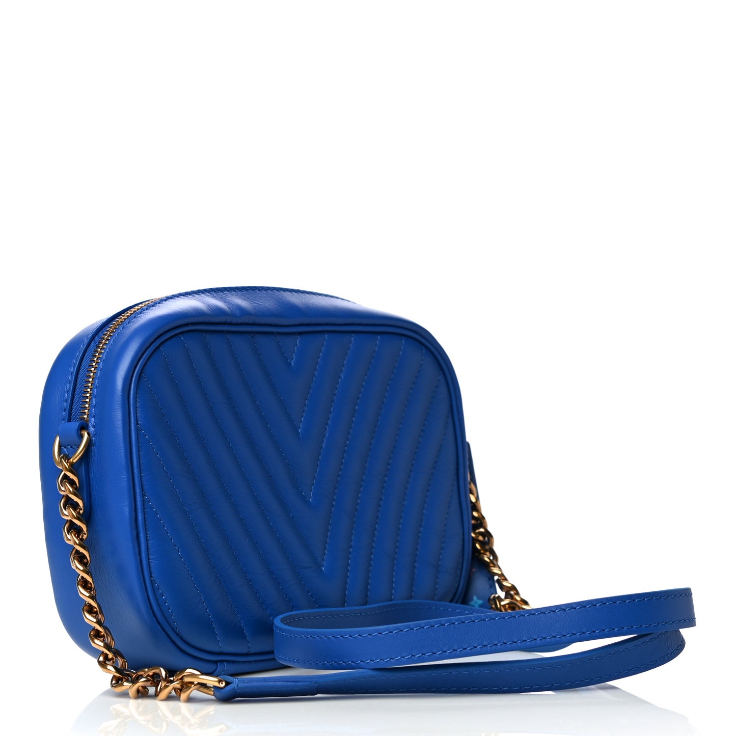 Calfskin New Wave Camera Bag Bleu Neon