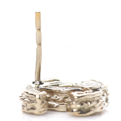 Chanel Crystal Chain CC Earrings Gold 6 of 7