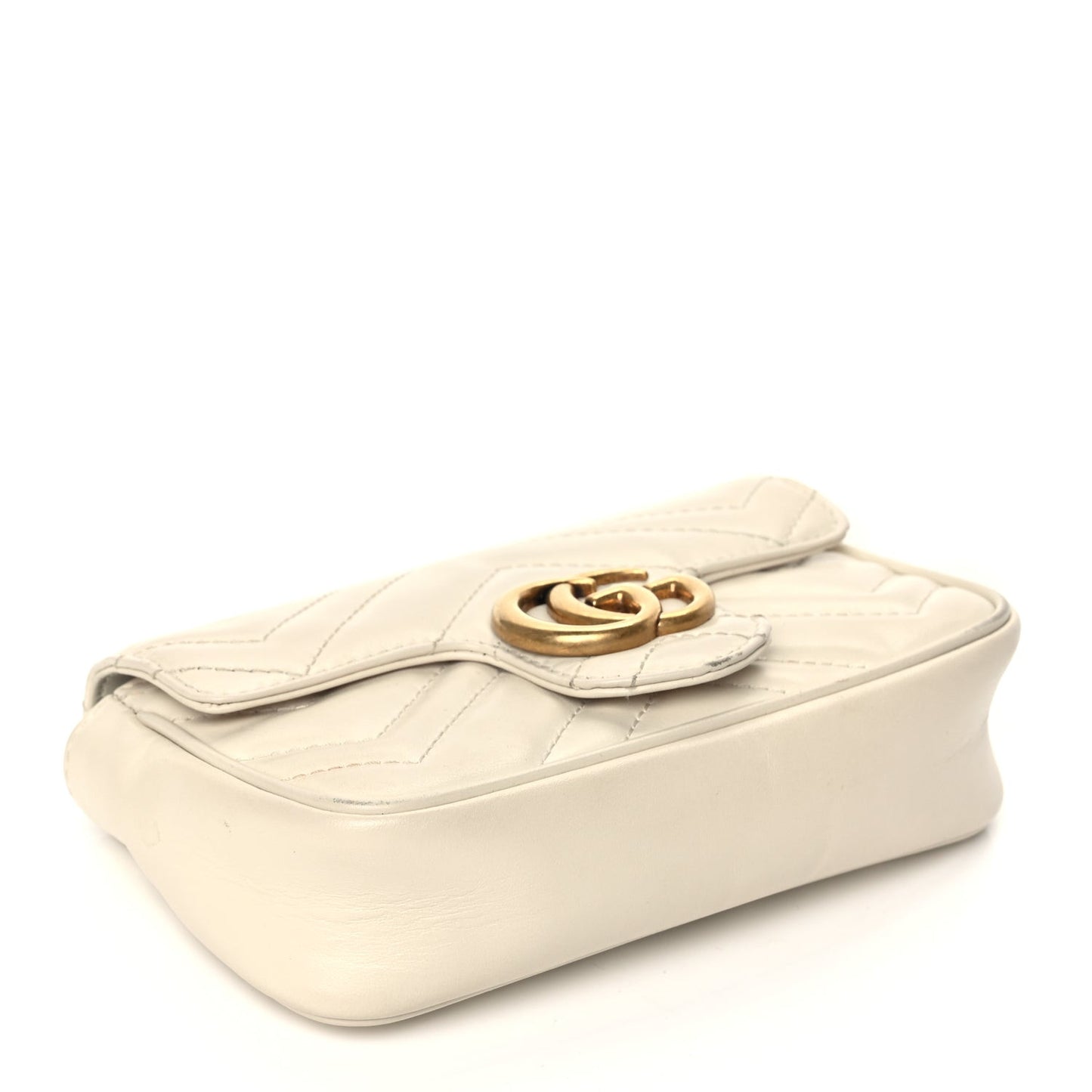Calfskin Matelasse Super Mini GG Marmont Shoulder Bag White
