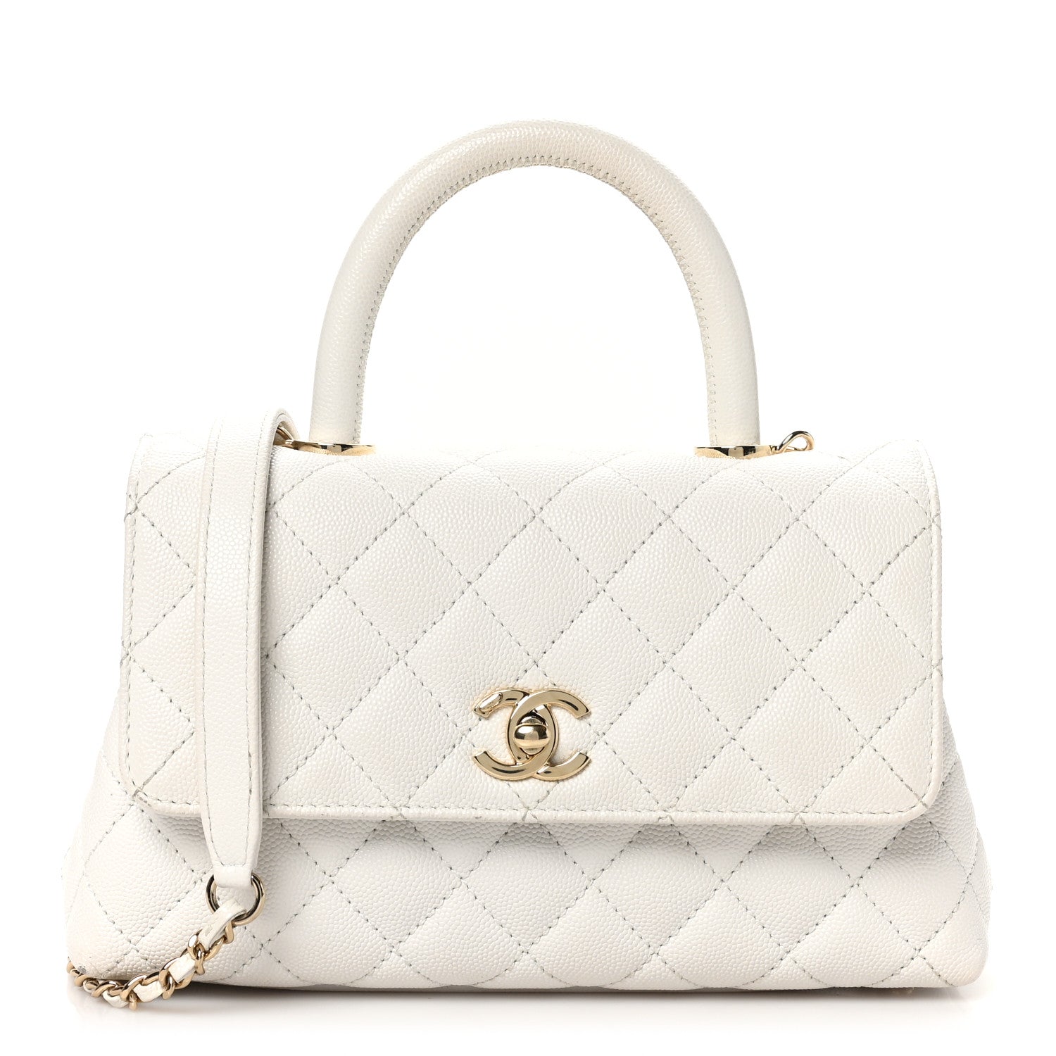 Chanel Caviar Quilted Mini Coco Handle Flap White 1 of 10