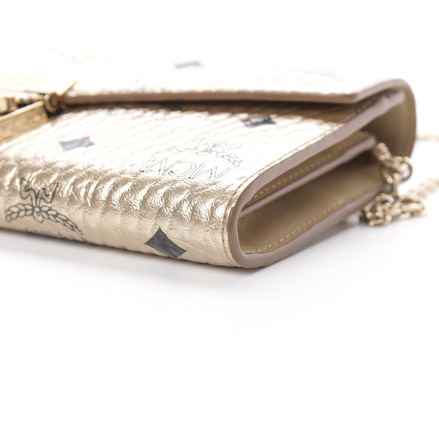 Metallic Visetos Patricia Wallet On Chain Gold