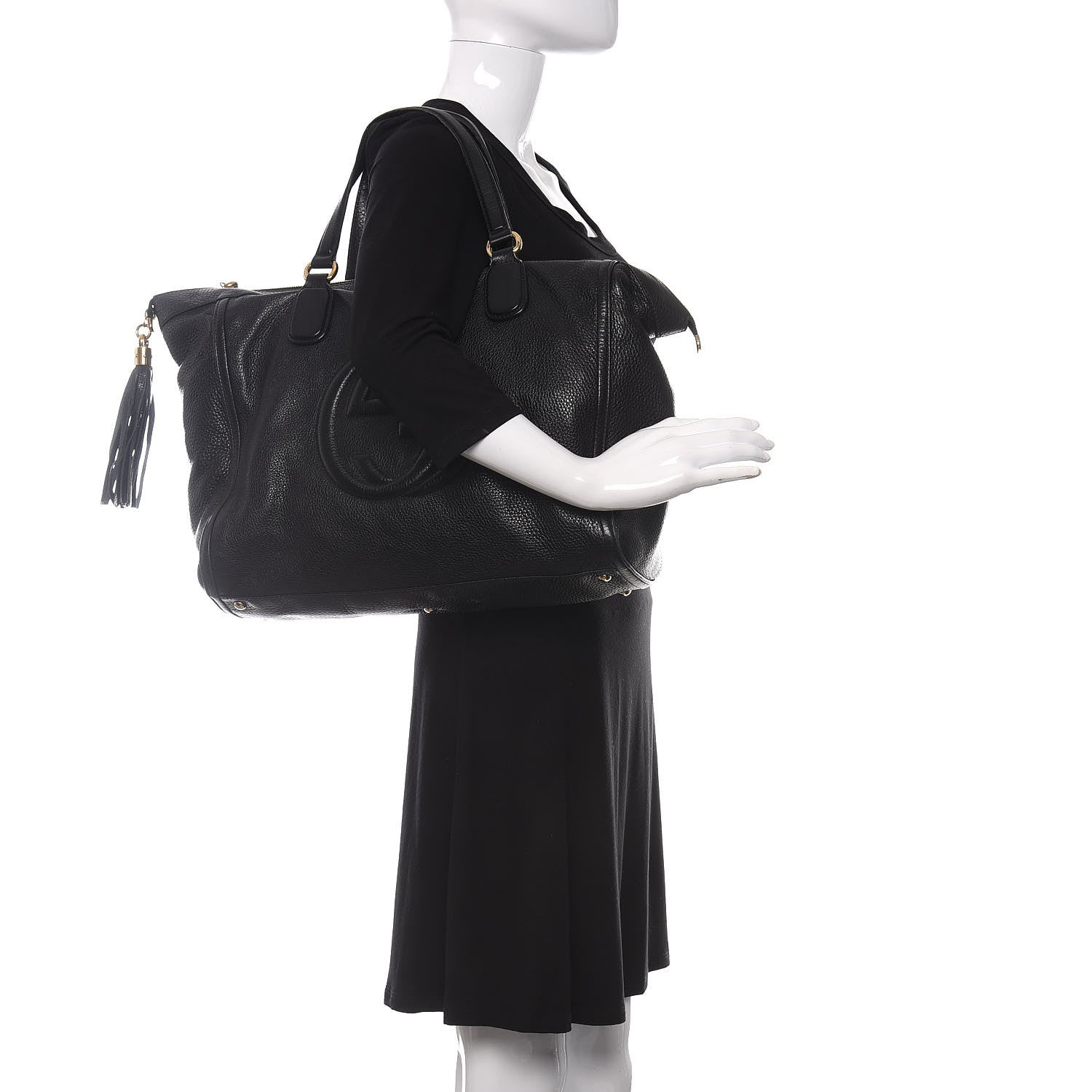 Gucci Pebbled Calfskin Large Soho Top Handle Bag Black 2 of 12