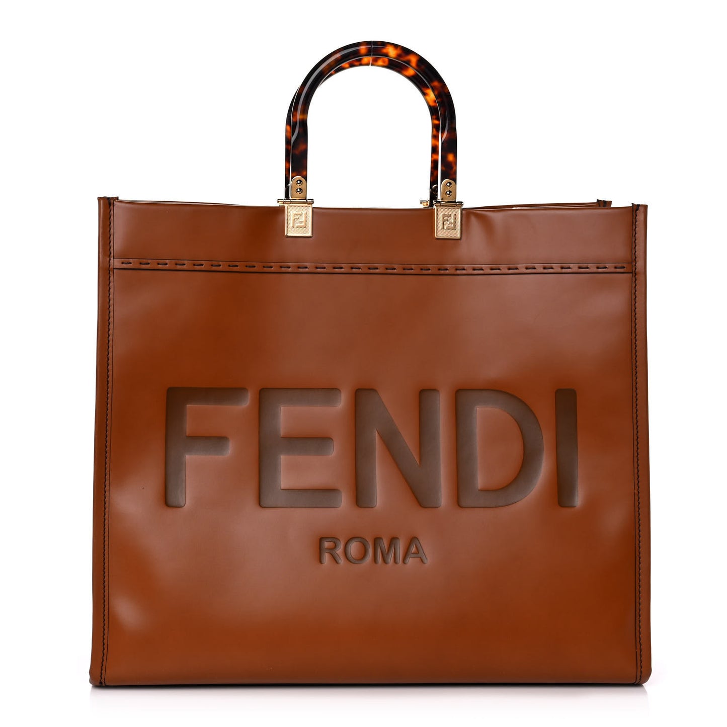 Vitello King Plexiglass Medium Fendi Sunshine Shopper Tote Cuoio