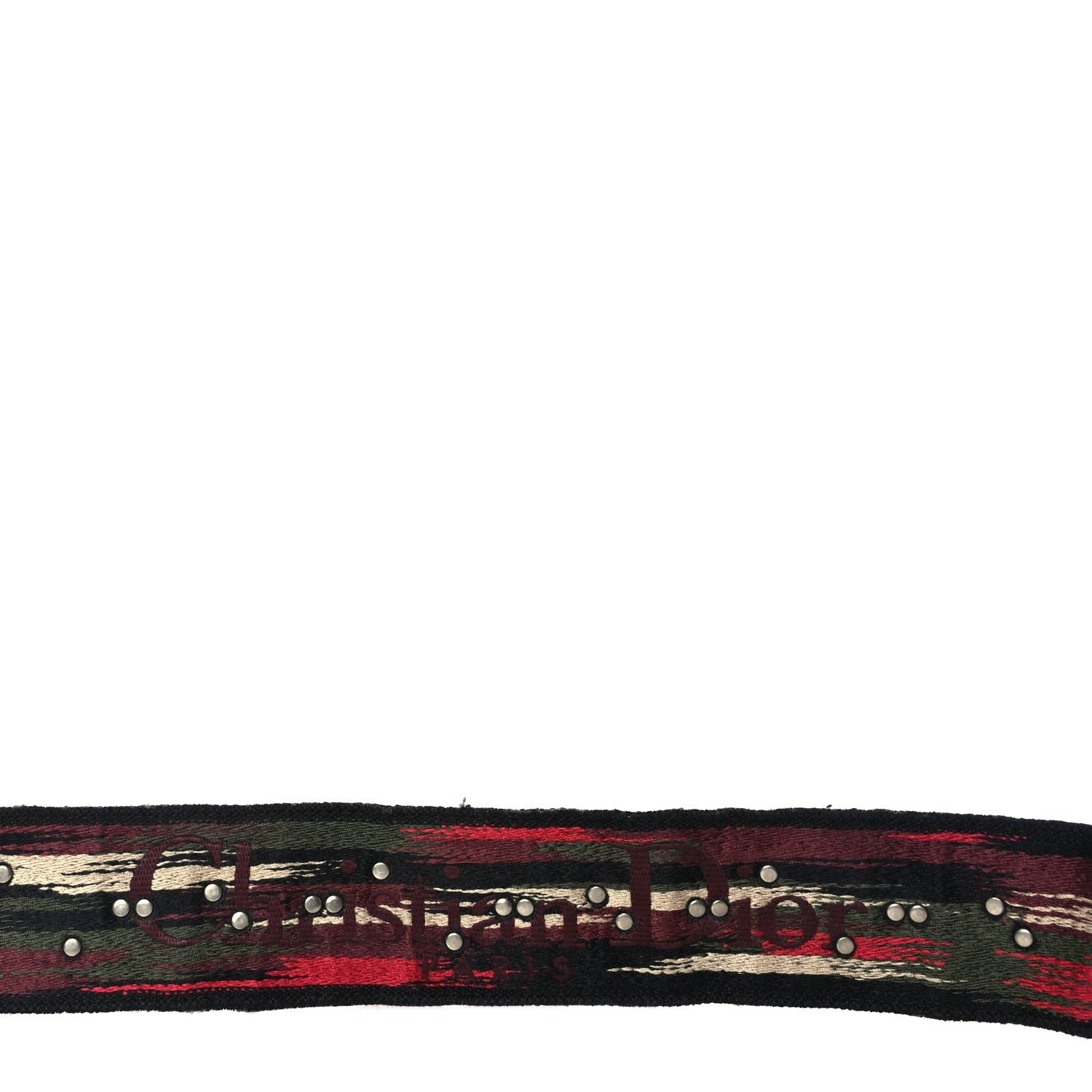 Christian Dior Canvas Embroidered Studded Bohemian Shoulder Strap Red 5 of 5