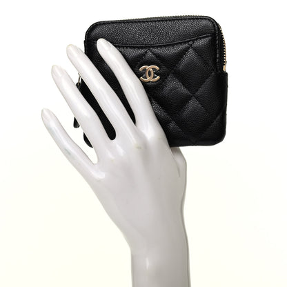 Chanel Caviar Quilted Zip Card Holder Wallet Black 2 of 8