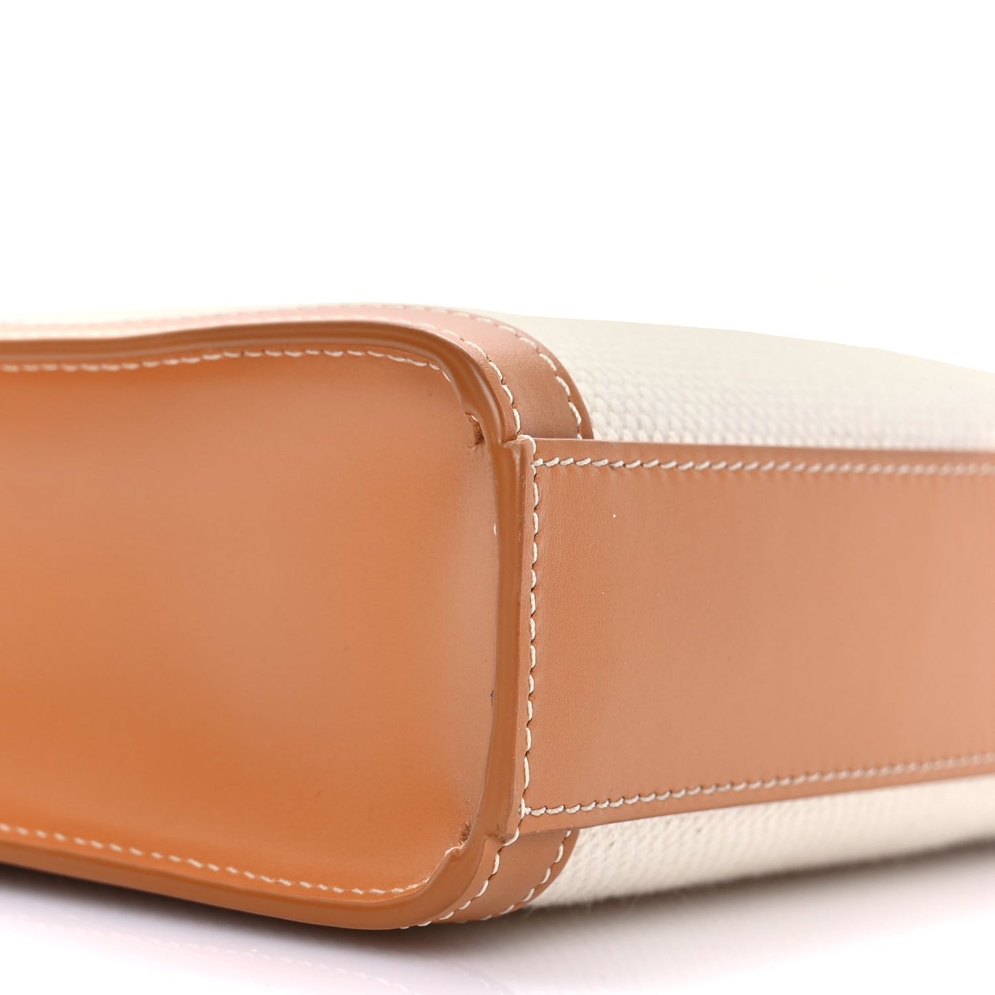 Canvas Calfskin Mini Vertical Cabas Natural Tan