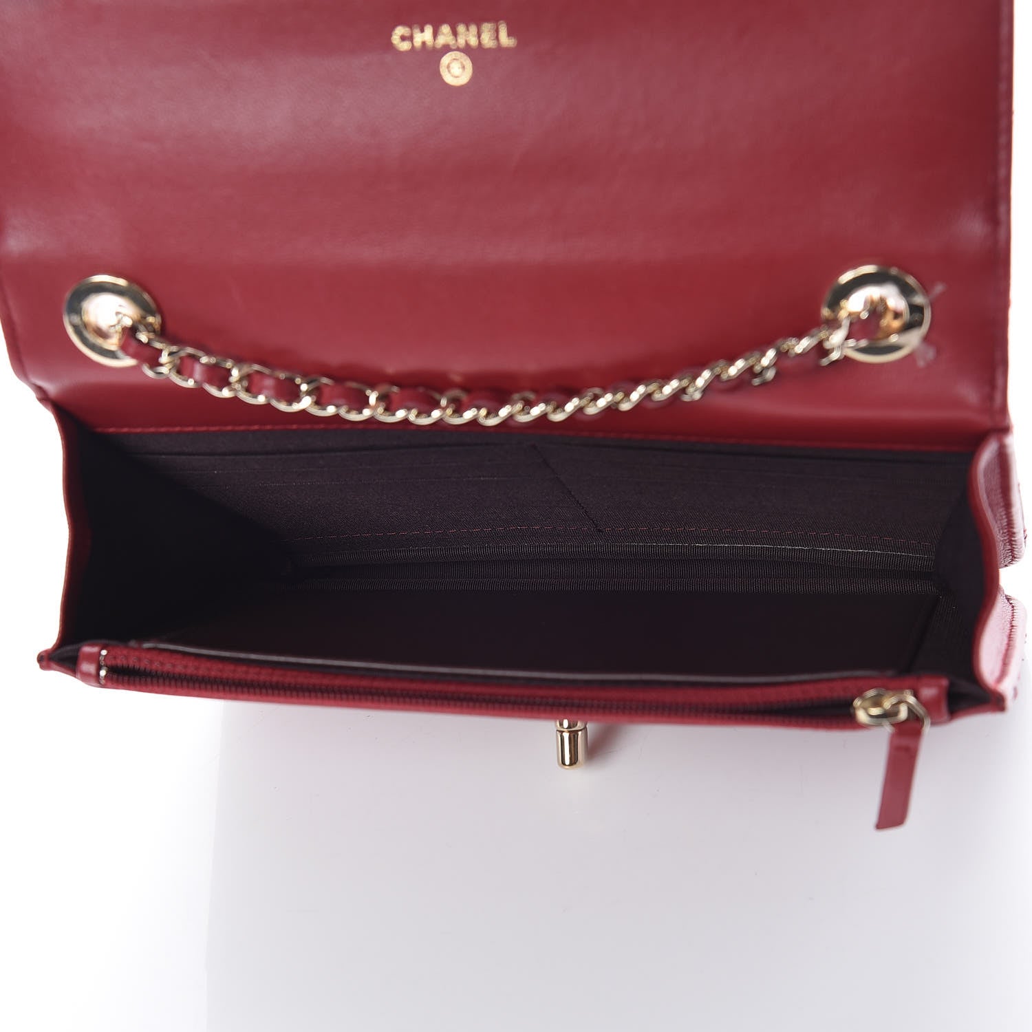 Chanel Lambskin Quilted Trendy CC Wallet On Chain WOC Dark Red 5 of 14