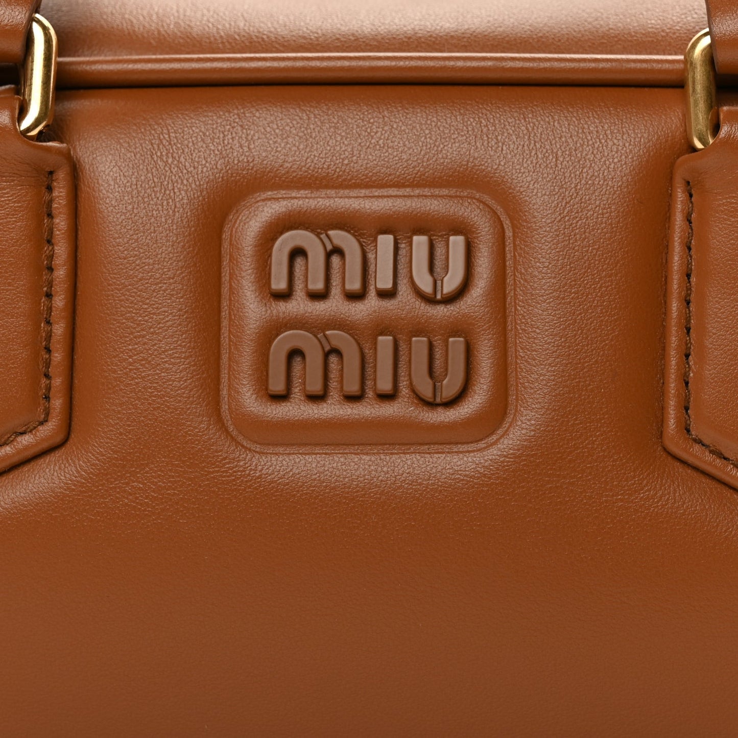 Calfskin Large Arcadie Top Handle Bag Cognac Cognac