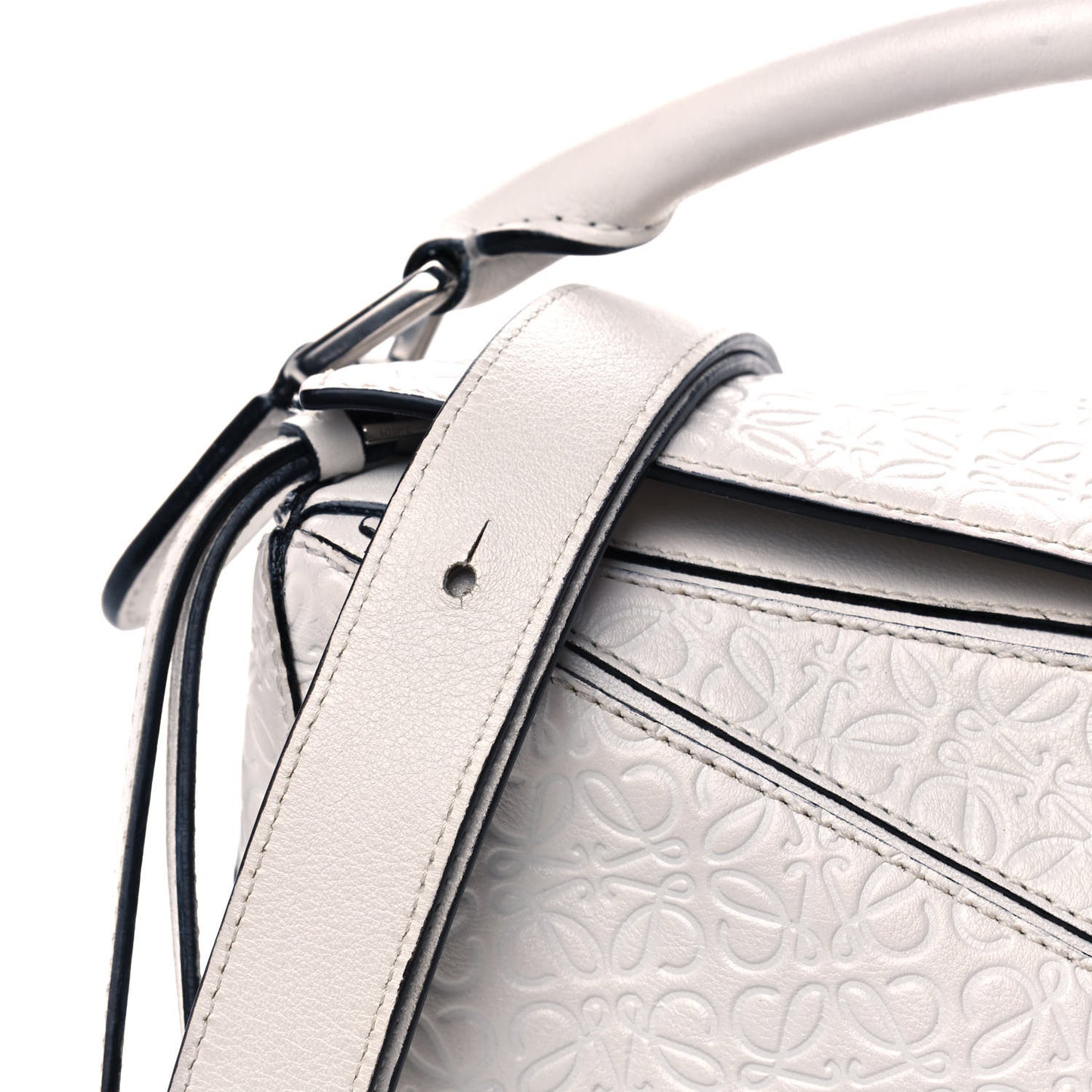 Calfskin Embossed Small Puzzle Bag White