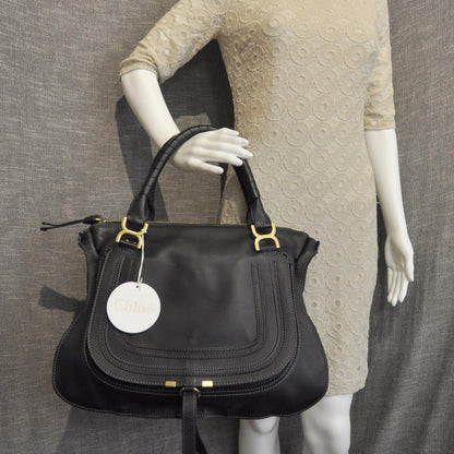Chloe Leather Large Marcie Satchel Black 2 of 9