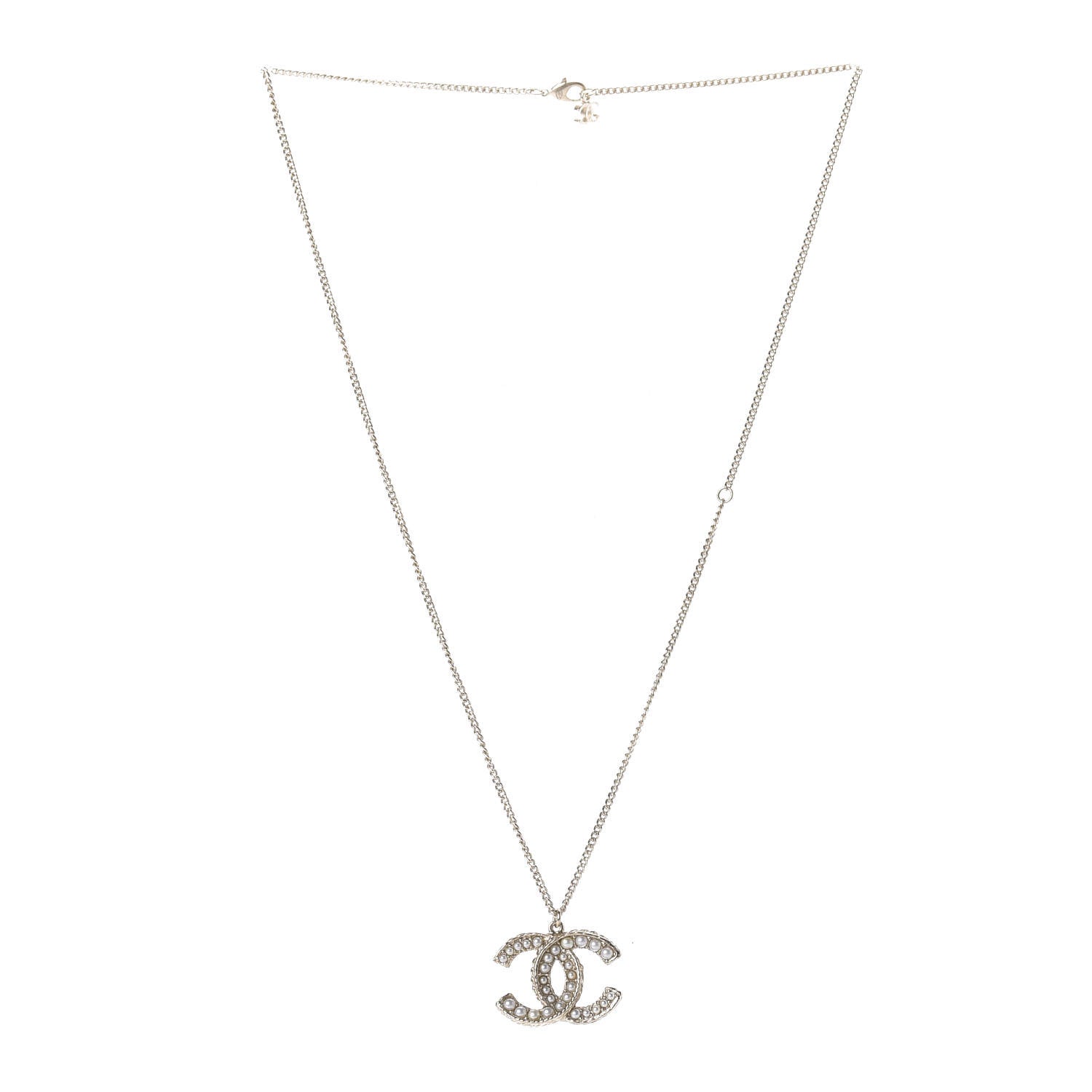 Chanel Pearl CC Pendant Necklace Gold 3 of 7