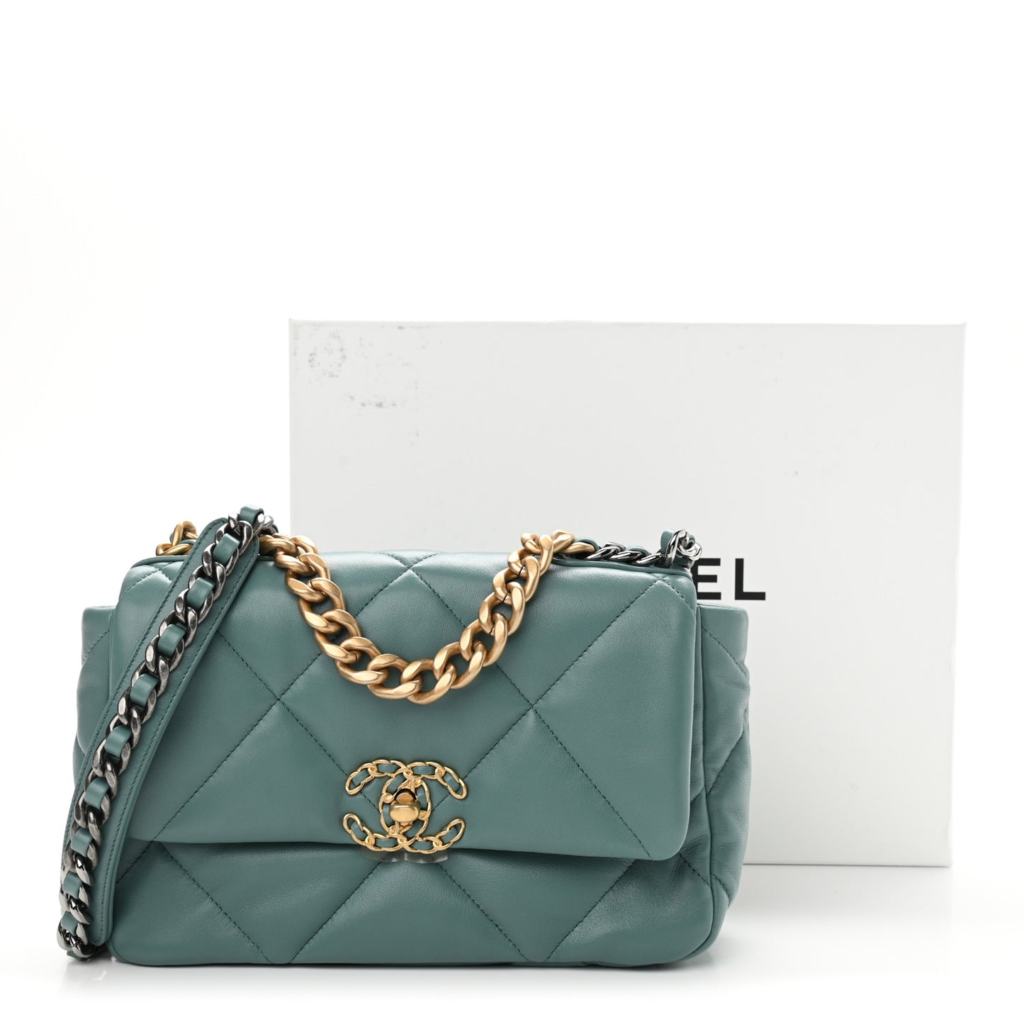 Lambskin Quilted Medium Chanel 19 Flap Green