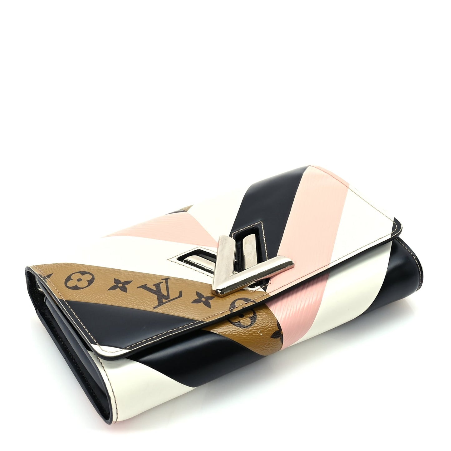 Epi Reverse Monogram Twist Chain Wallet Rose Ballerine