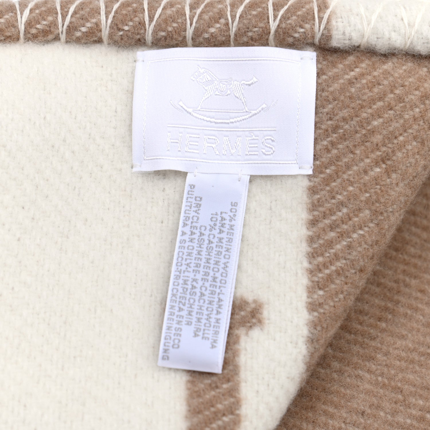 Hermes Wool Cashmere Avalon Blanket Ecru Camel 6 of 6