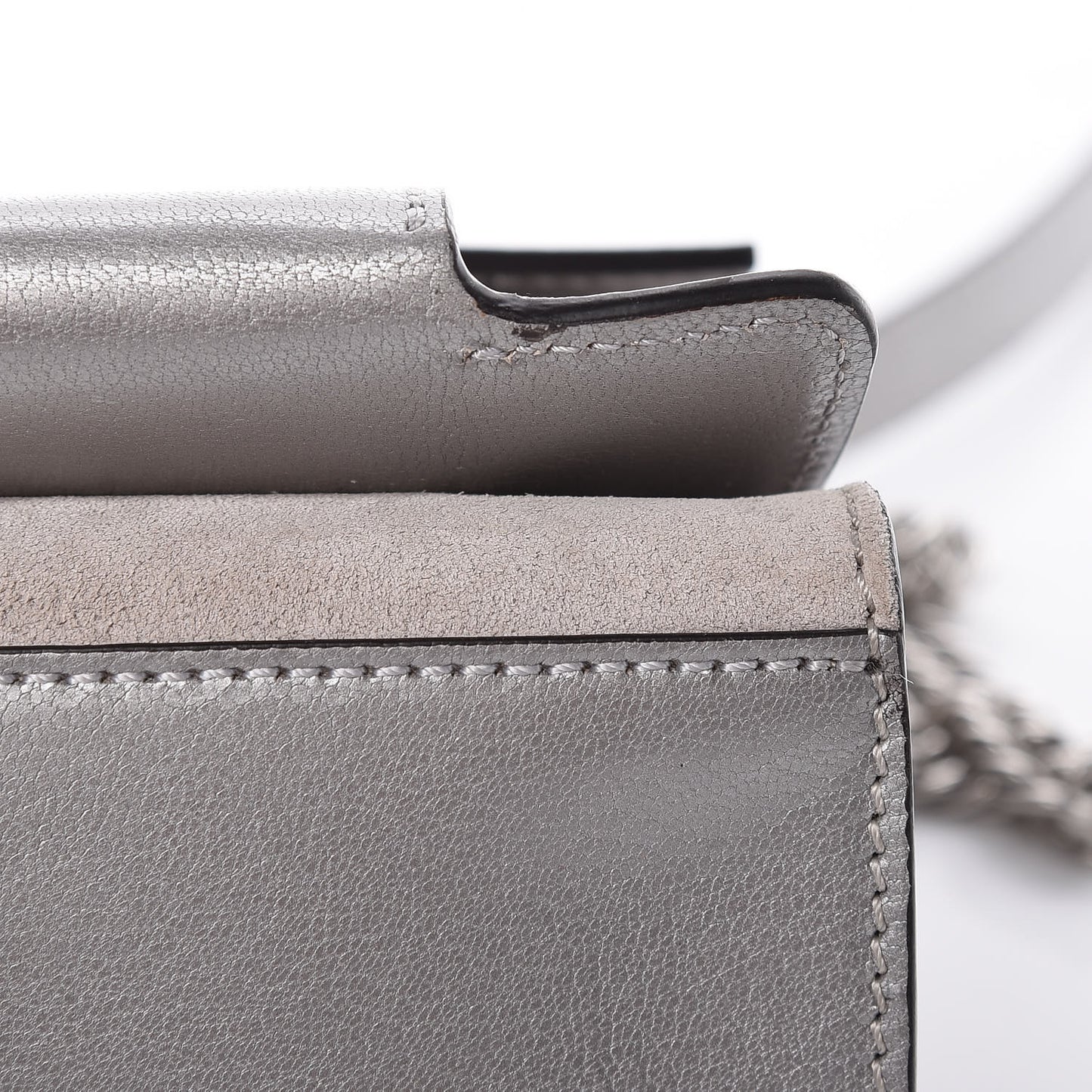 Metallic Sugar Goatskin Suede Small GV3 Shoulder Bag Silver