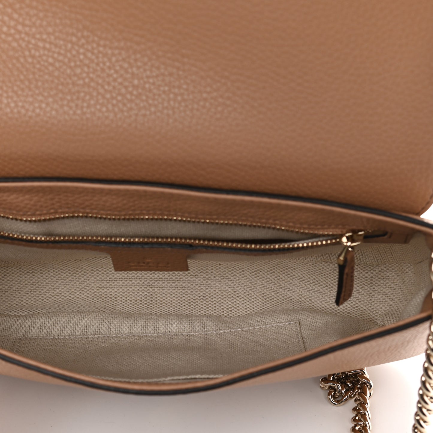 Pebbled Calfskin Medium Soho Flap Crossbody Camelia