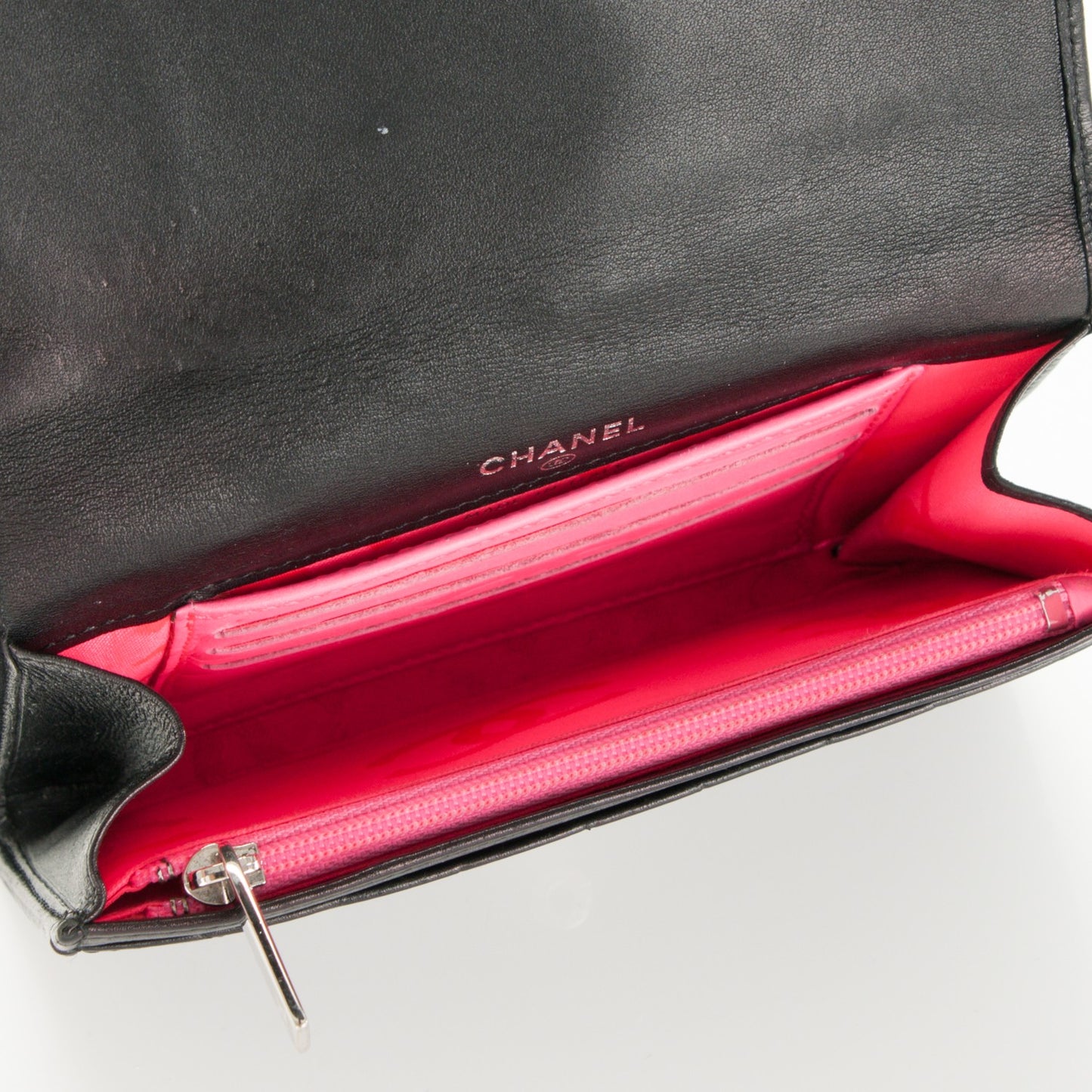 Calfskin Quilted Cambon Flap Wallet Black