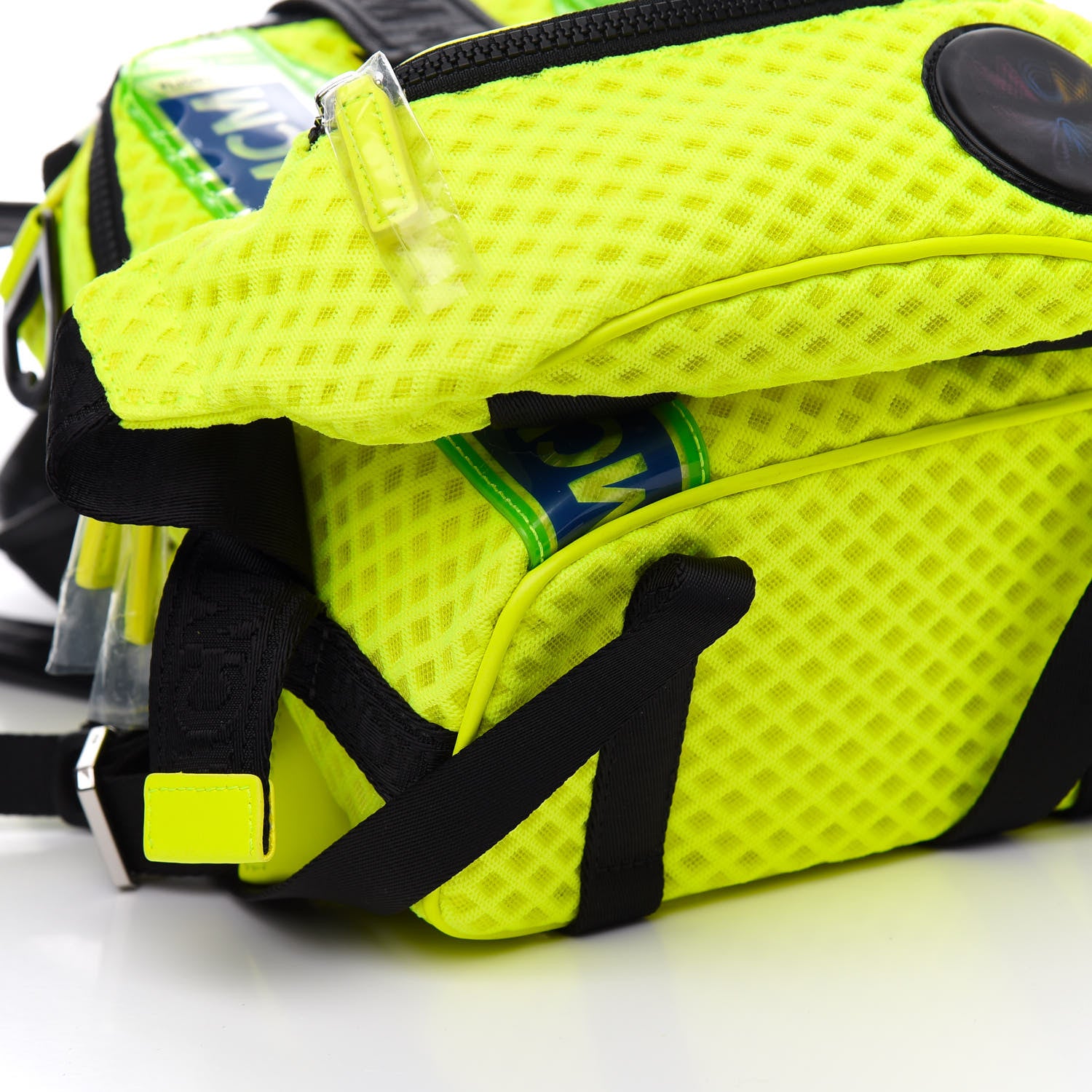 MCM Nylon Mesh Jemison 2-1 Backpack Neon Yellow 6 of 8