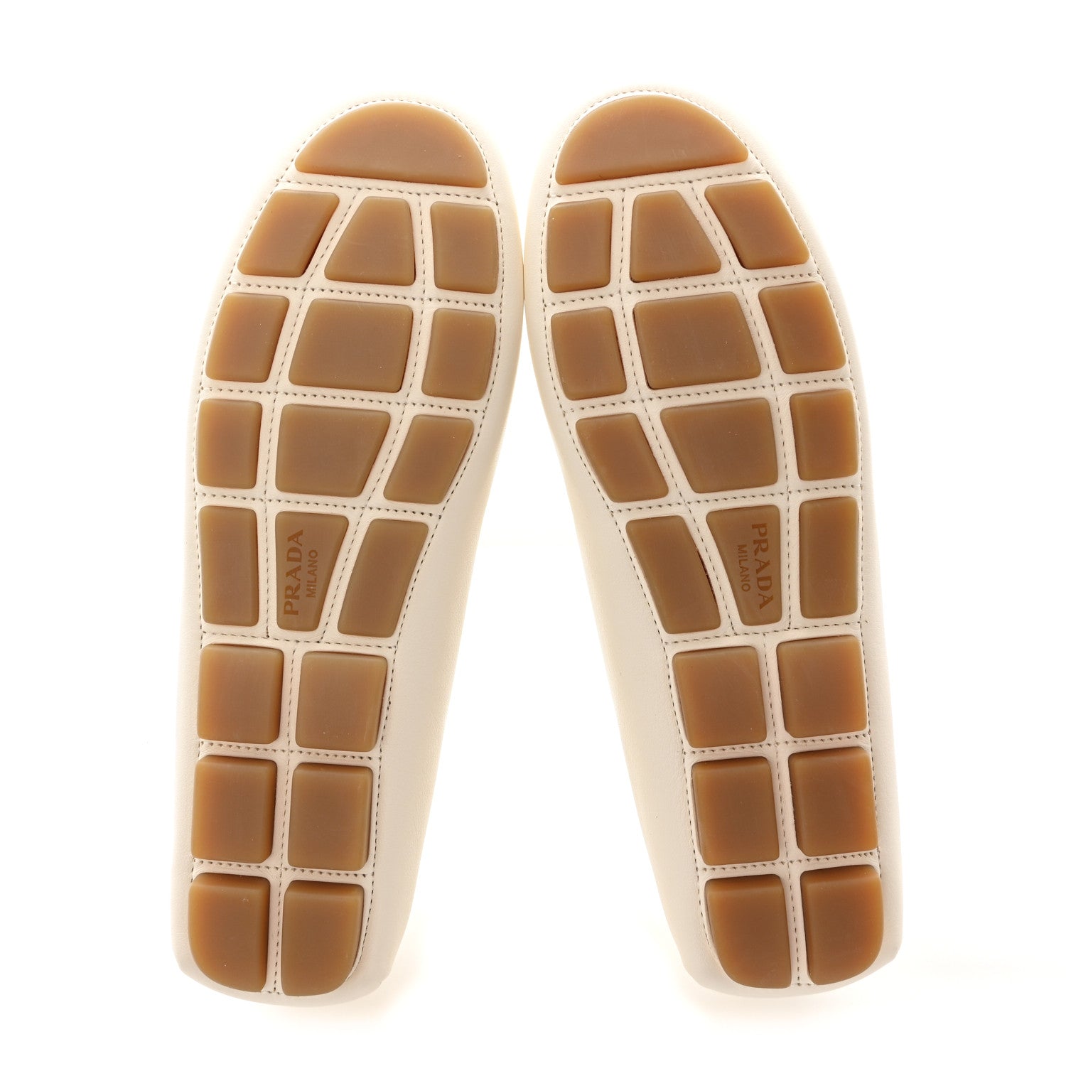 Prada Cervo Triangle Driving Loafer 38 Avorio 5 of 9