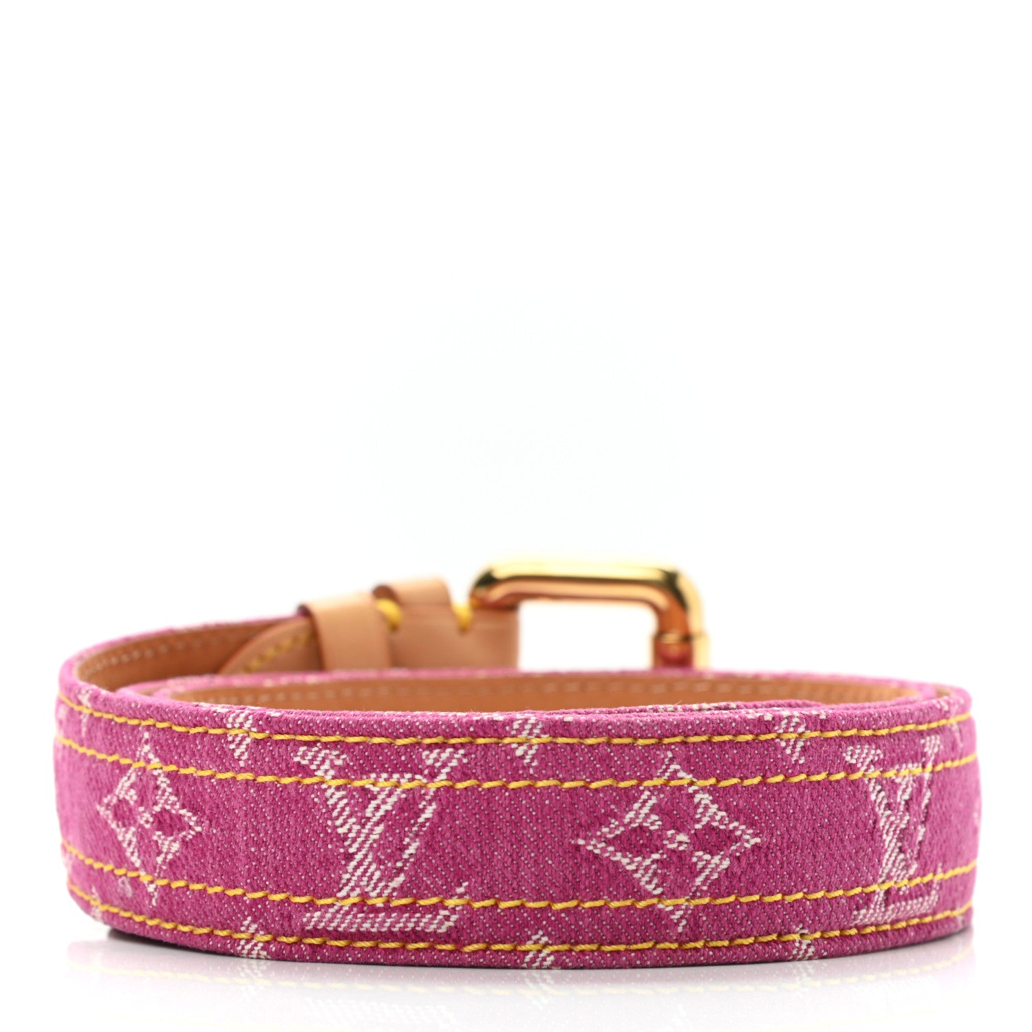 Louis Vuitton Denim Monogram Belt 80 32 Fuchsia 2 of 9