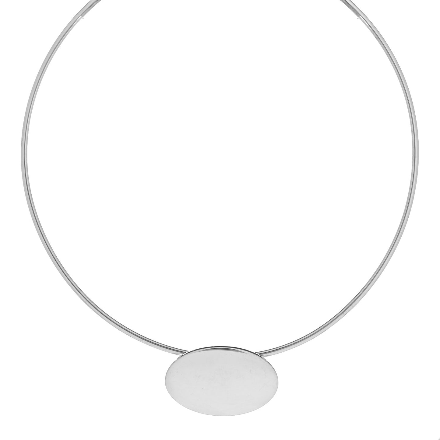 Sterling Silver Oval Tag Wire Necklace