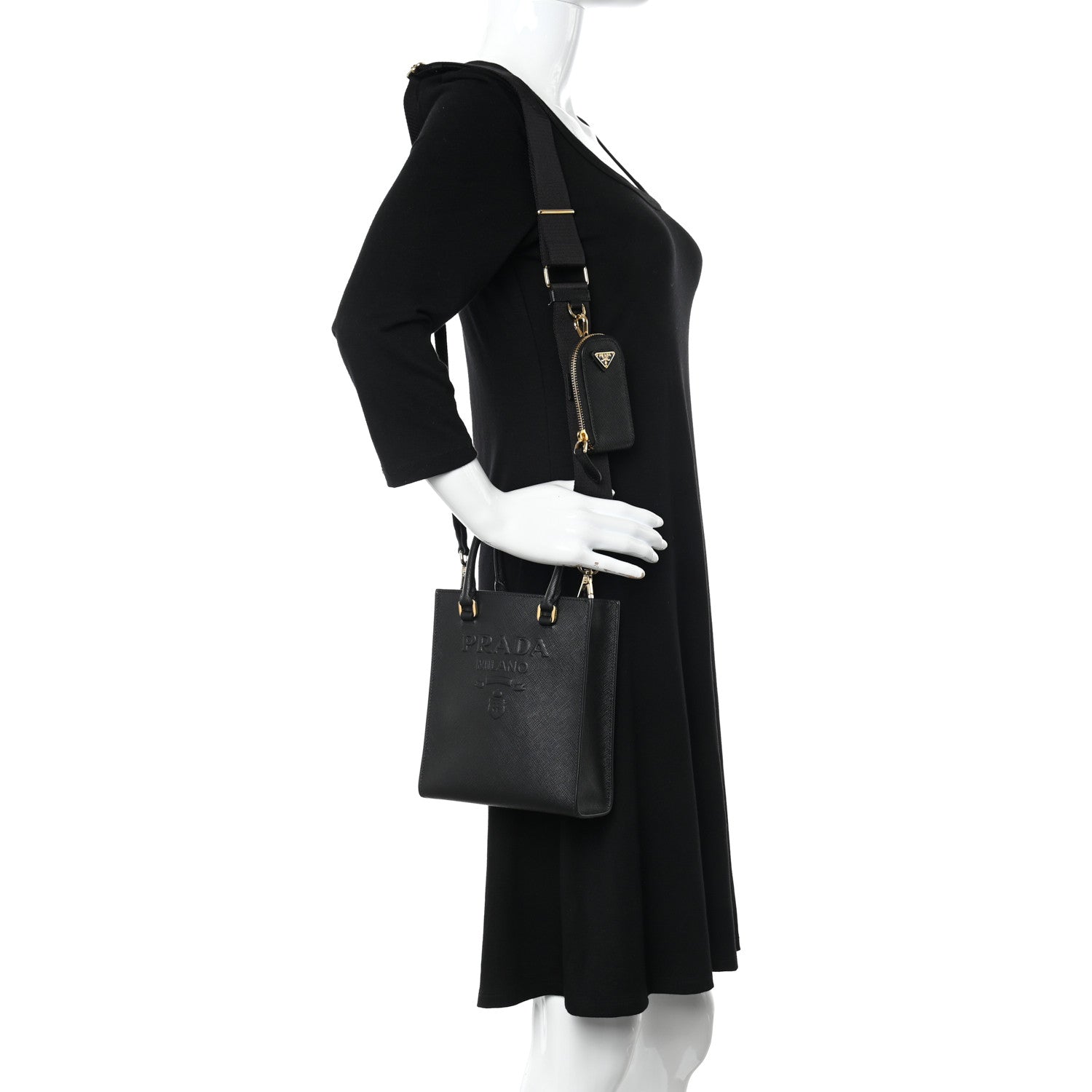 Prada Saffiano Lux Small Shoulder Bag Black 2 of 9