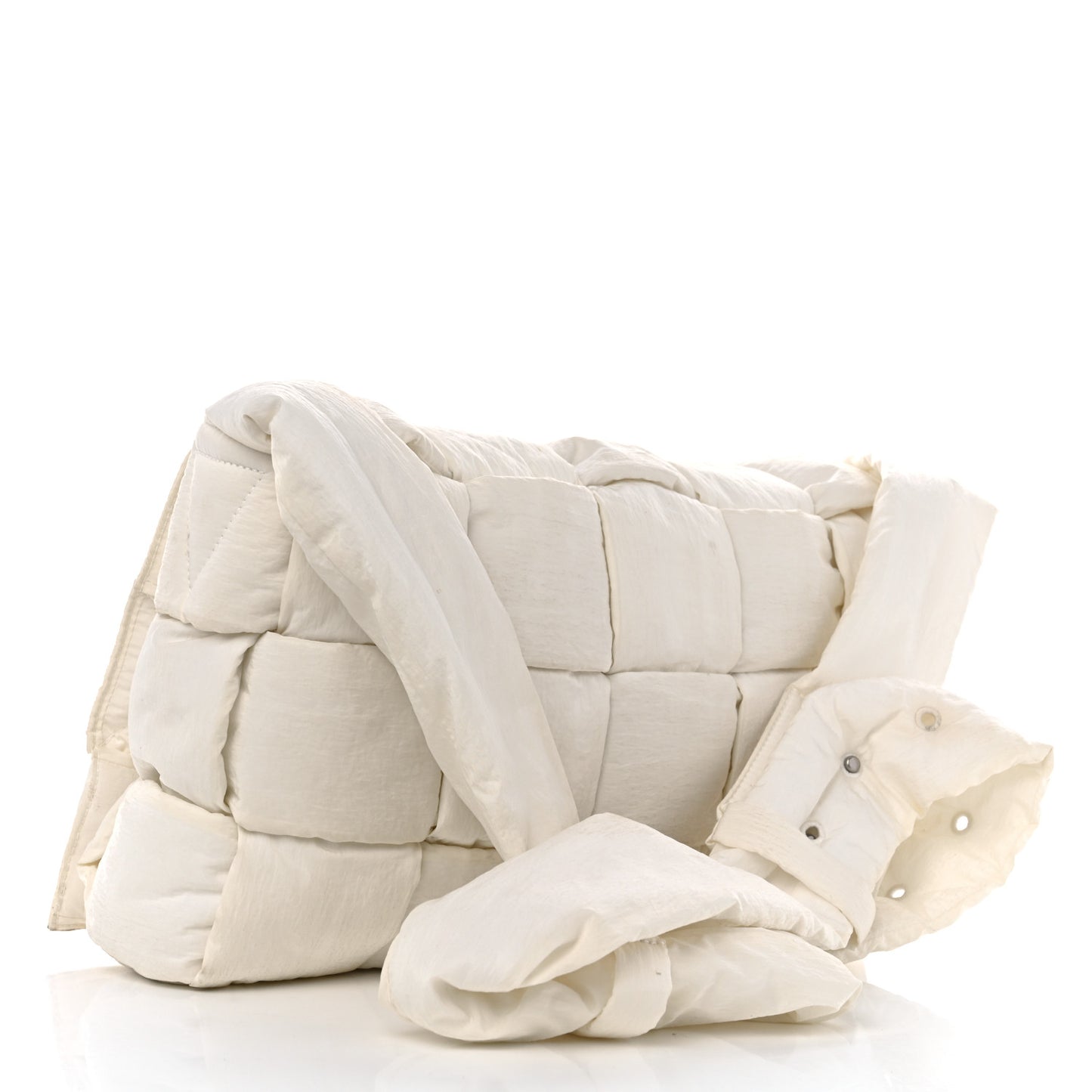 Nylon Intrecciato Padded Tech Maxi Cassette Bag White