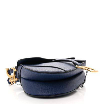 Christian Dior Grained Calfskin Saddle Bag With Strap Blue Royale 4 of 11