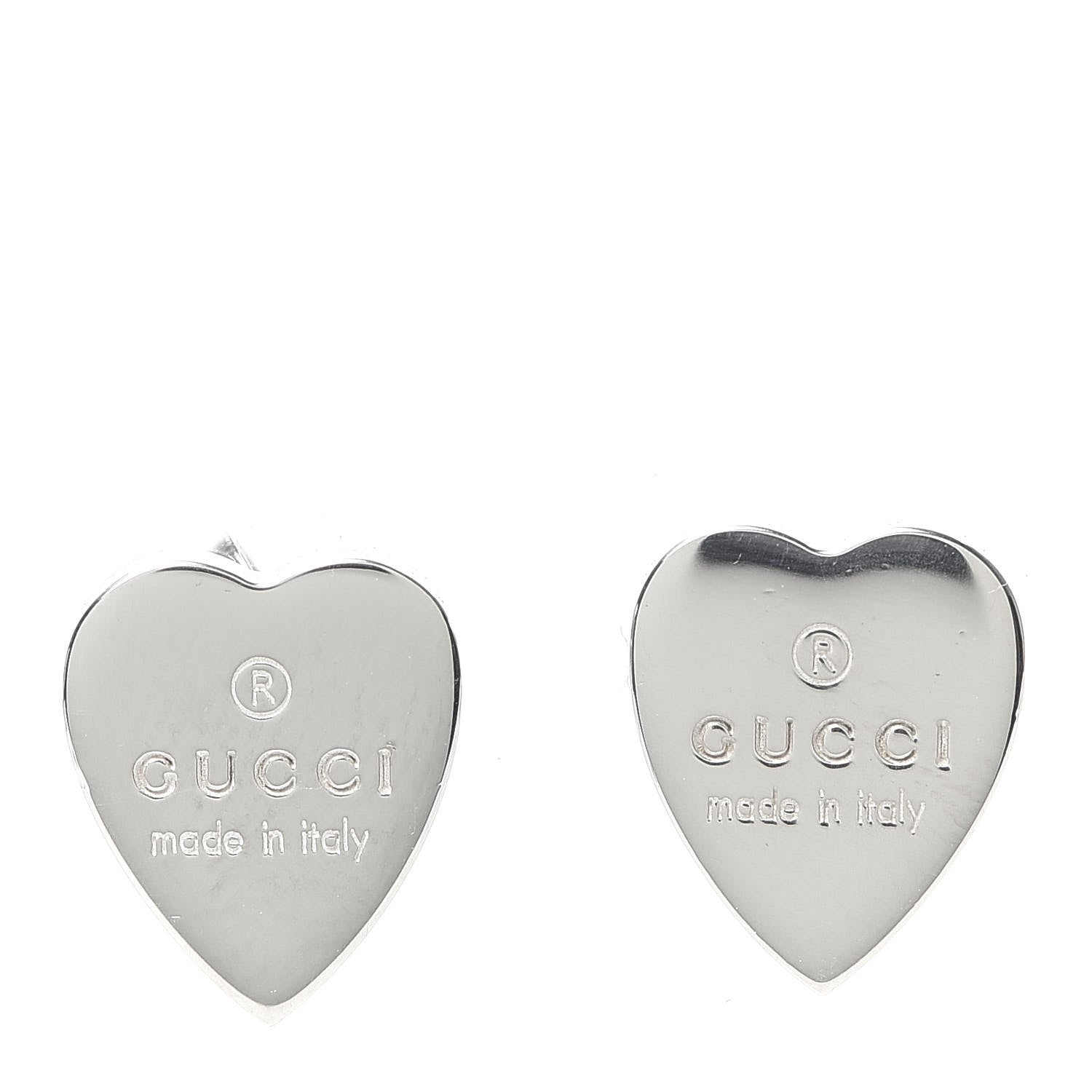 Gucci Sterling Silver Trademark Heart Stud Earrings 1 of 5