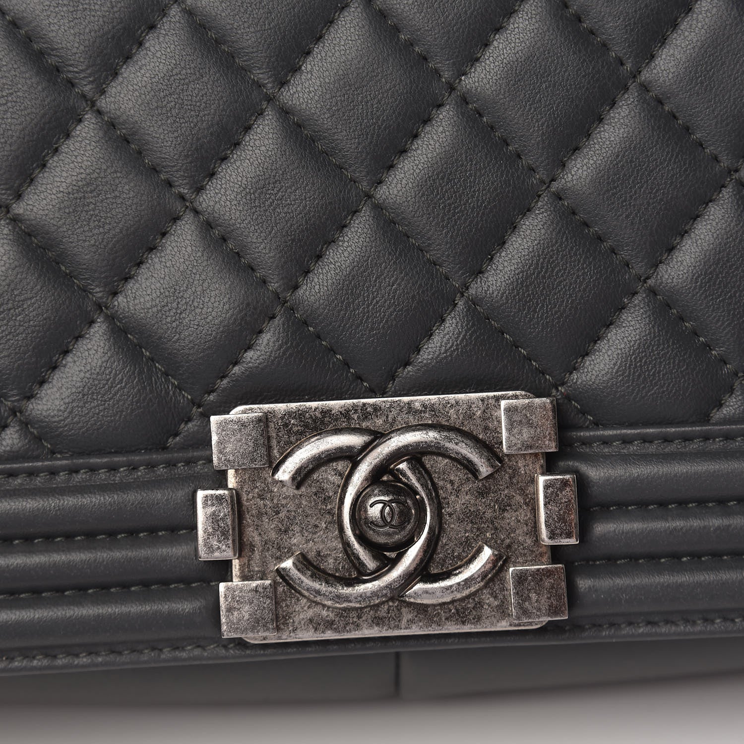 Chanel Lambskin Quilted Medium Boy Flap Dark Grey 14 of 17
