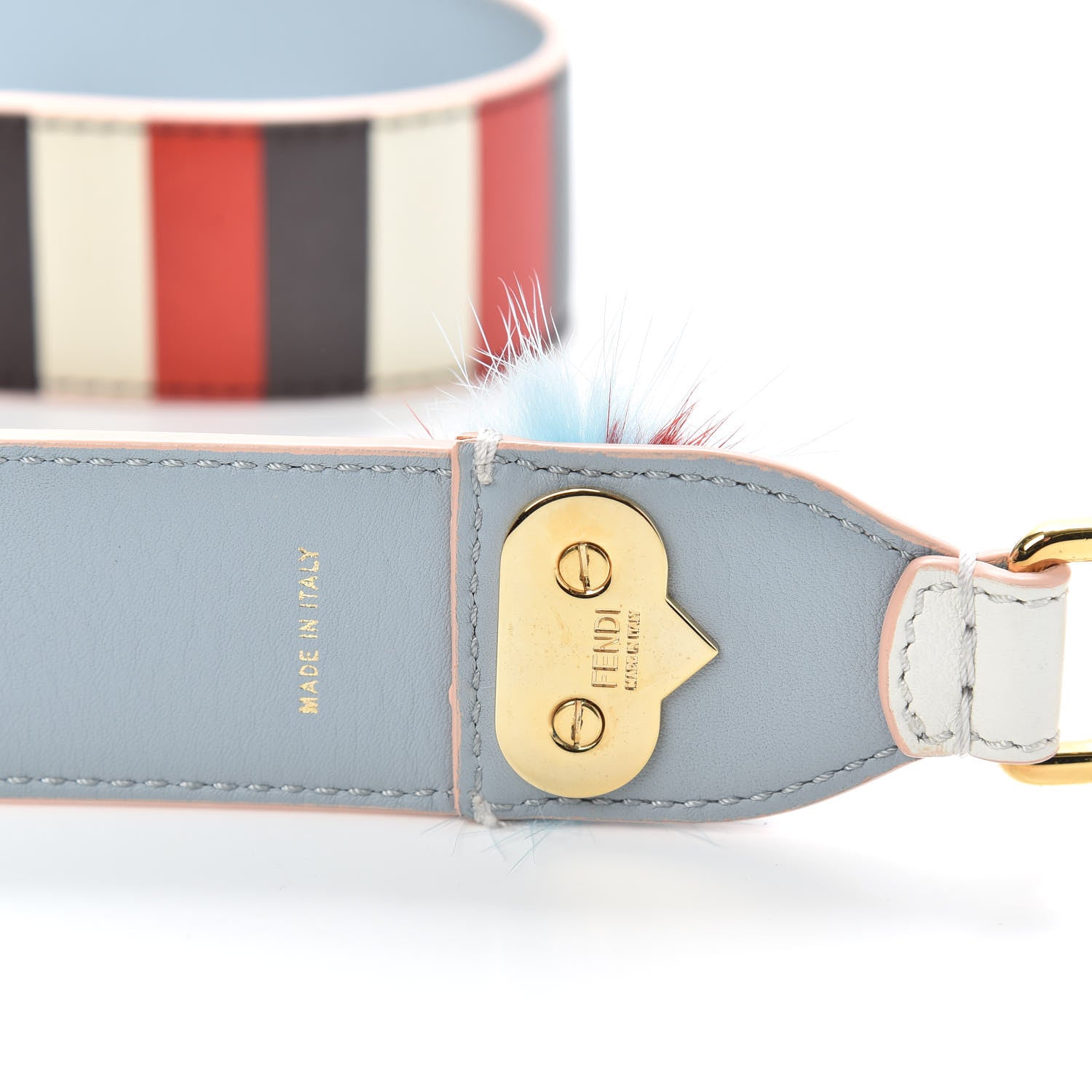 Fendi Calfskin Mink Fur Striped Hypnoteyes Strap You White Bloody Mary Multicolor 5 of 6