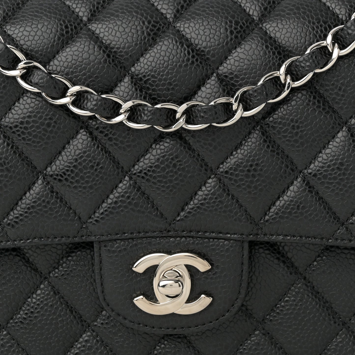 Caviar Quilted Medium Double Flap Black