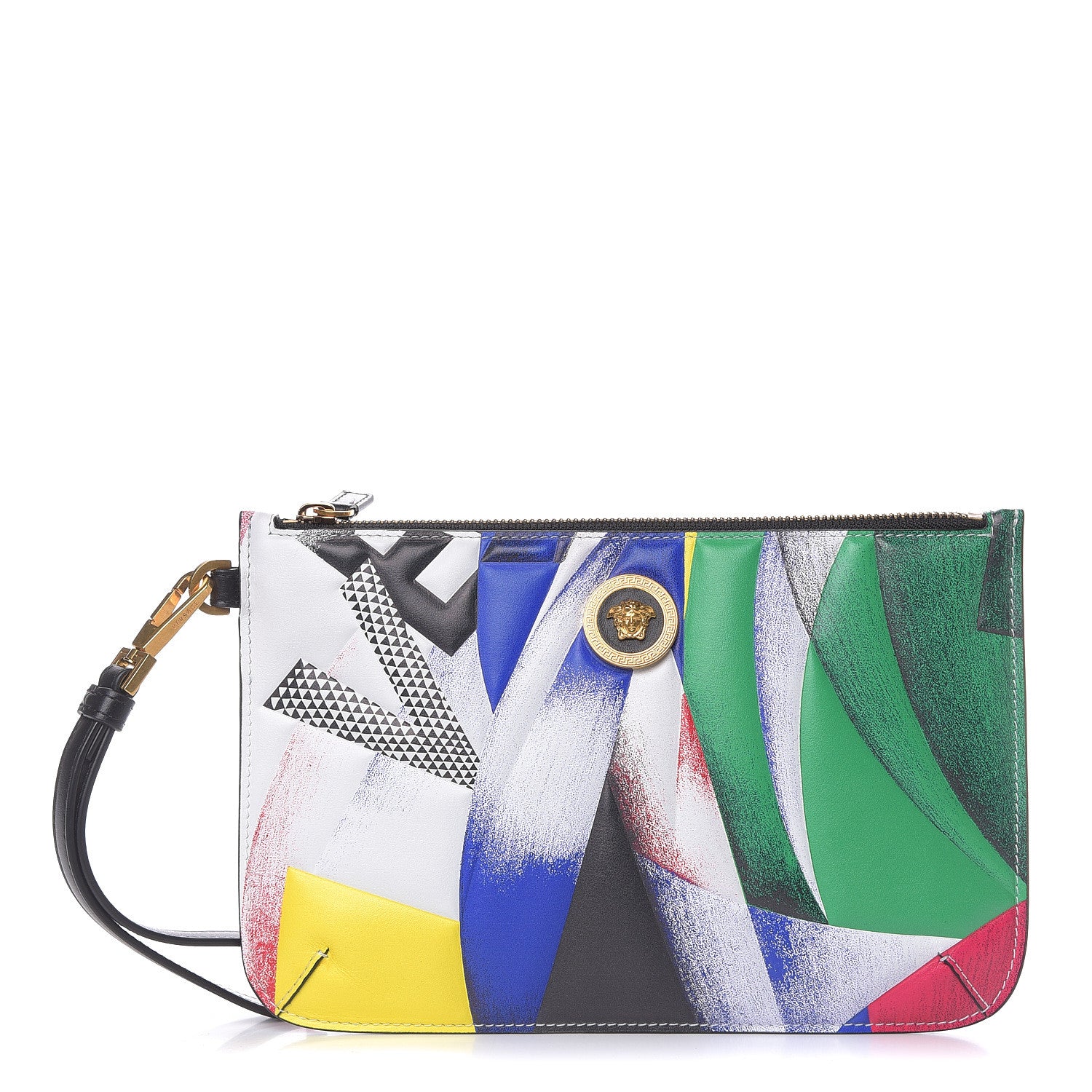 Versace Vitello Logo Print Pochette Black Multicolor 1 of 7