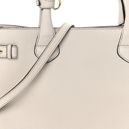 Burberry Derby Calfskin House Check Medium Banner Tote Limestone Limestone 6 of 7