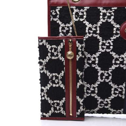 Gucci Tweed GG Monogram Large Rajah Chain Tote Romantic Cherry Black White 10 of 12