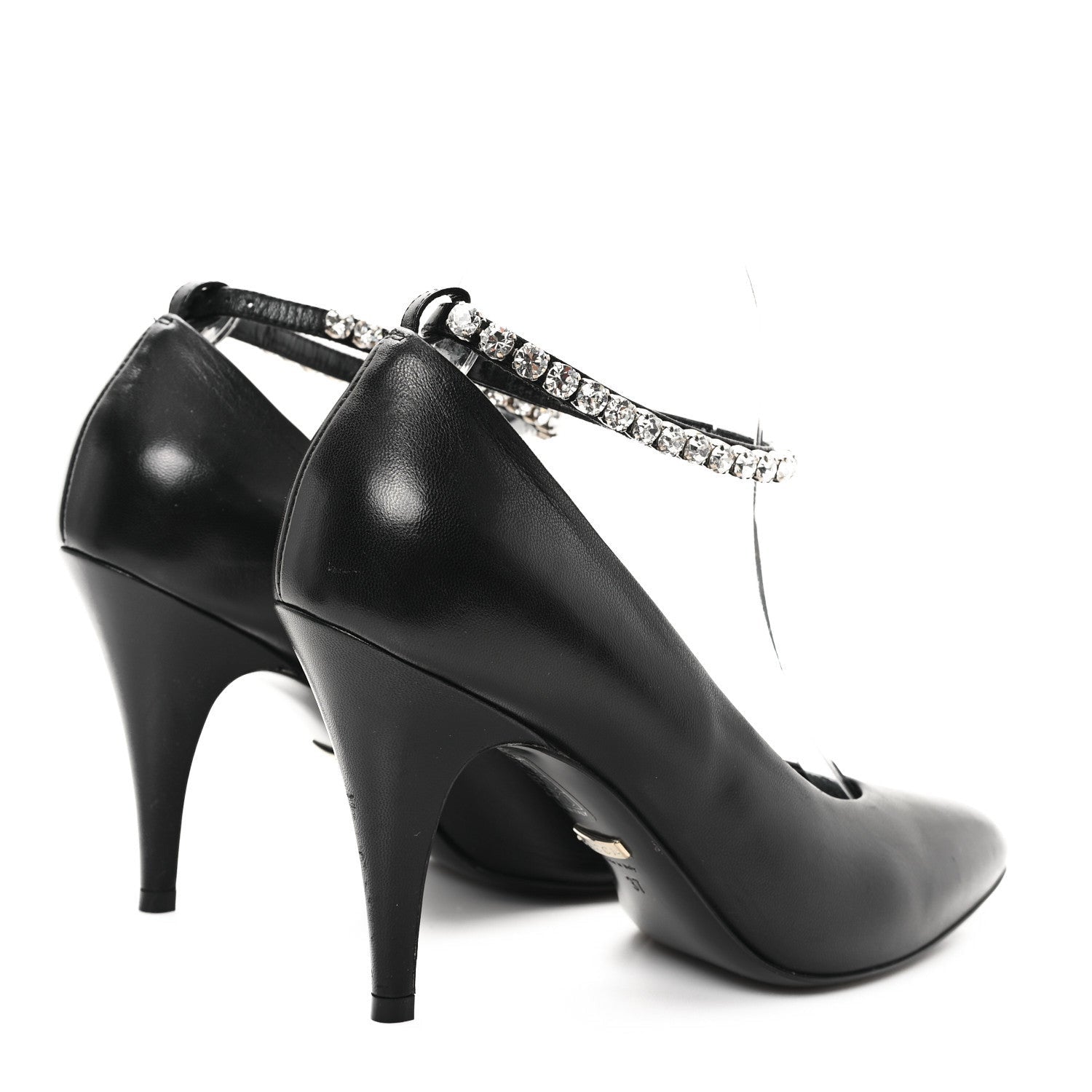 Gucci Malaga Kid Crystal Pumps 37 Black 5 of 7