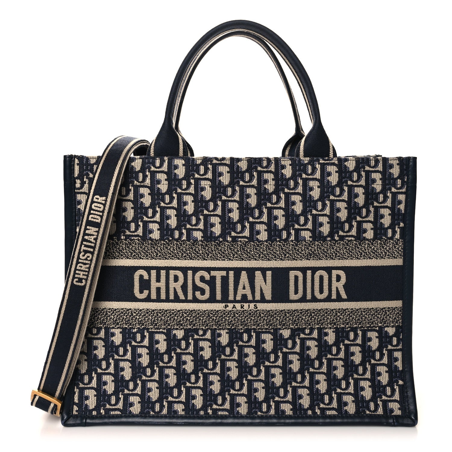 Christian Dior Oblique Calfskin Medium Book Tote With Strap Blue Multicolor 1 of 12