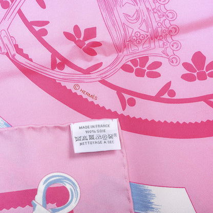 Hermes Silk Etriers Remix Scarf 90 Rose Jaune Vert 2 of 3