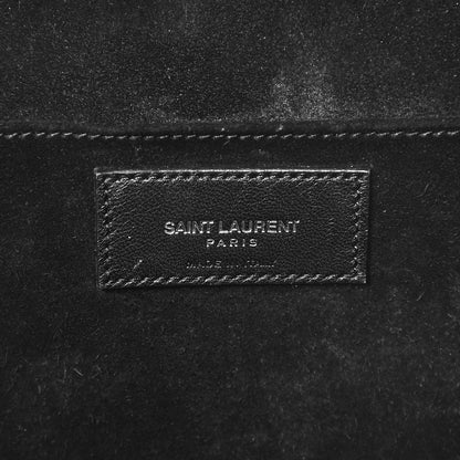 Saint Laurent Calfskin Crocodile Embossed Small Monogram Cabas Black 7 of 9
