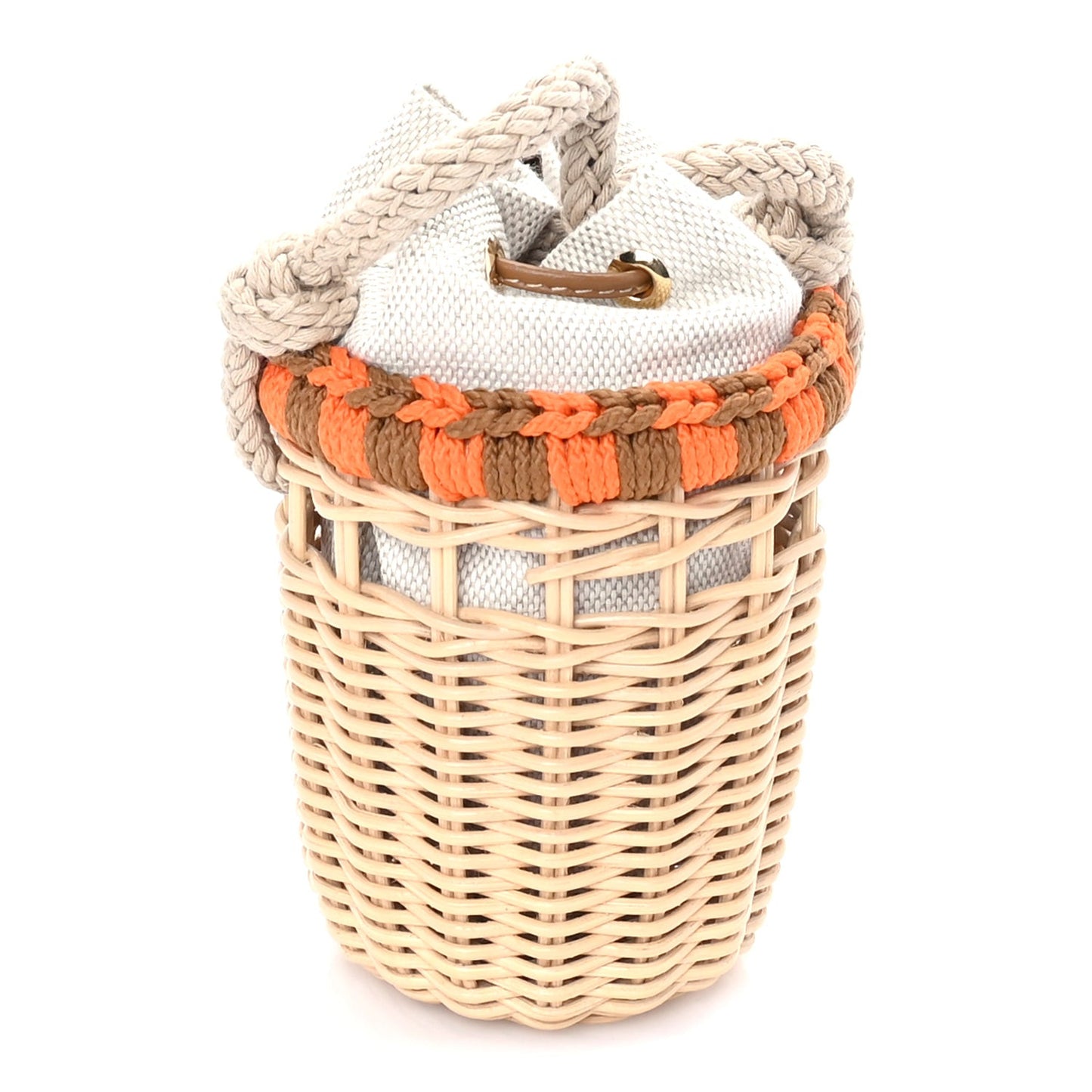 Wicker Mini Bucket Bag Naturale Orange Brown
