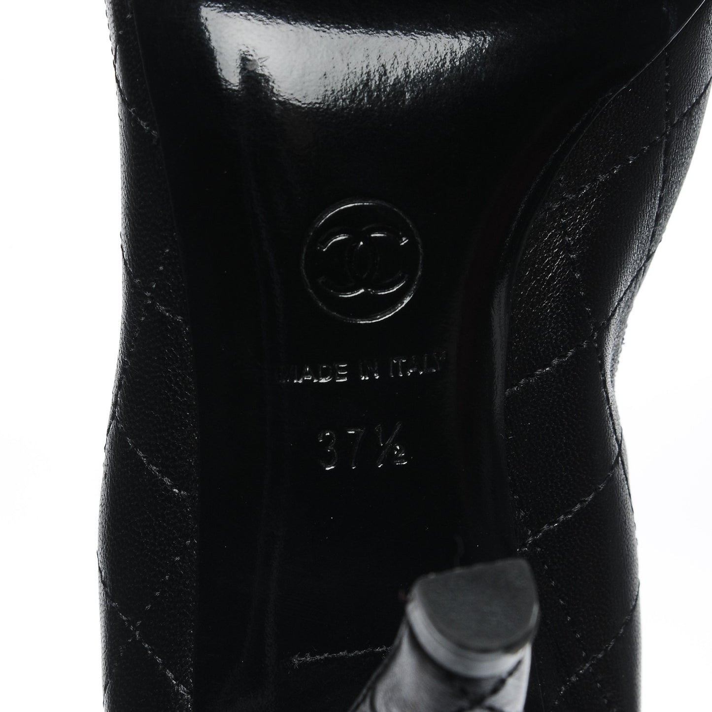 Lambskin Quilted CC Pumps 37.5 Black