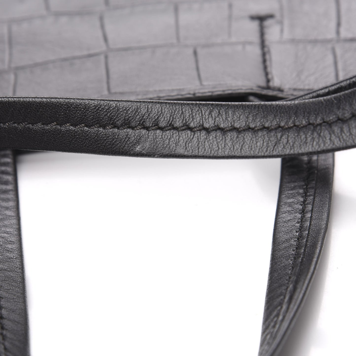 Lambskin Crocodile Embossed Vertical Cabas Black