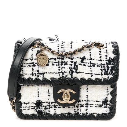 Chanel Tweed Braided Calfskin Mini My Own Frame Flap Grey Black 1 of 7